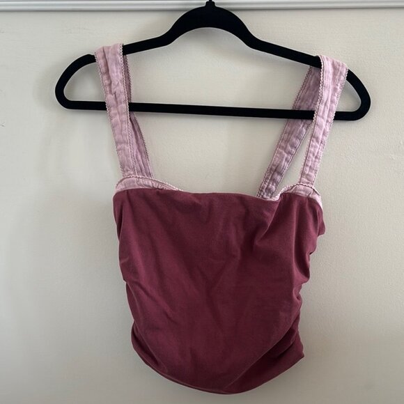 Free People Women's Purple Two-Tone Crop Tank Top - Picture 6 of 7